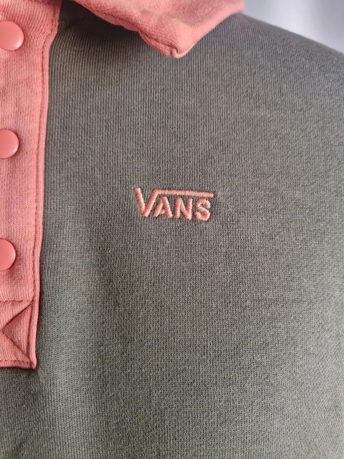 Sweat Vans col polo color block kaki roze XS – photo 5